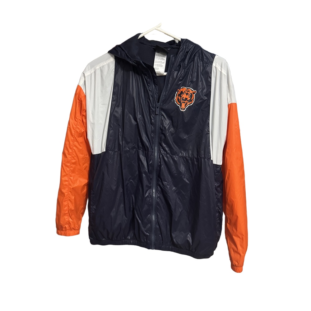 NFL Chicago Bears Windbreaker Jacket Youth‎ Medium Navy Hooded Full Zip